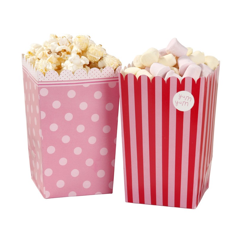 Kit Festa Personalizzato Contenitori Popcorn Battesimo Rosa