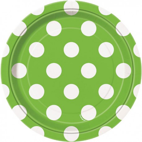 Green Dots Paper Dessert Plates