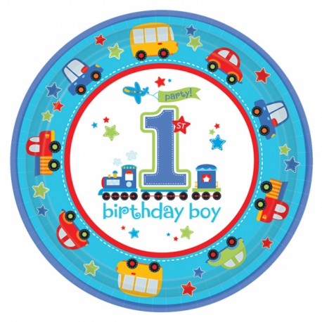 All Aboard First Birthday Plates