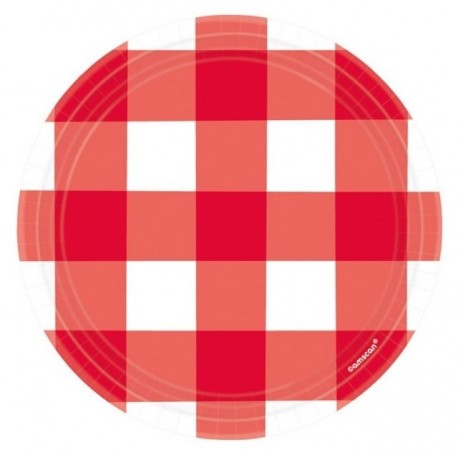 Red Gingham Dessert Plates - Picnic Party