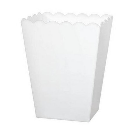 White Rectangular Scaloped plastic Candy Container