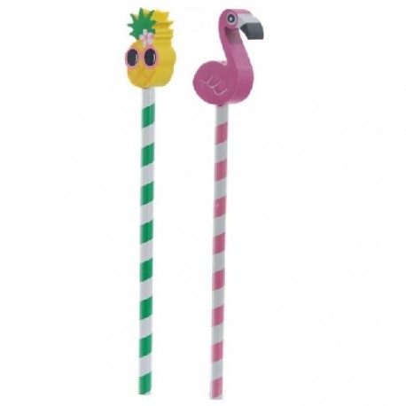 Set Pencil with rubber flamingo and pineapple 2pc