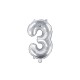 Palloncino foil numero 3 colore argento