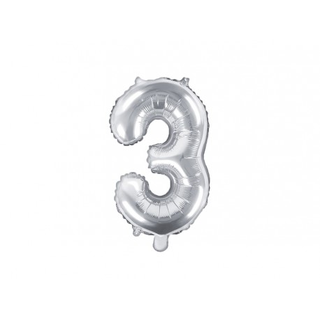 Palloncino foil numero 3 colore argento