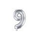 Palloncino foil numero 9 colore argento