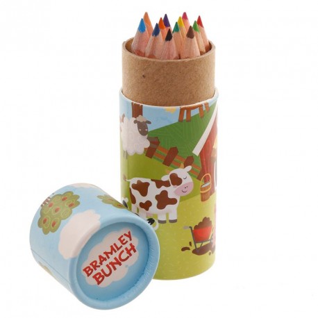 Farm Party tube with colored pencils