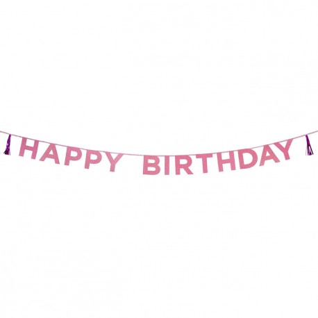 Pink Glitter Happy Birthday Banner