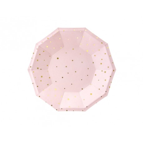 Light Pink and Golden Stars Dessert Plates