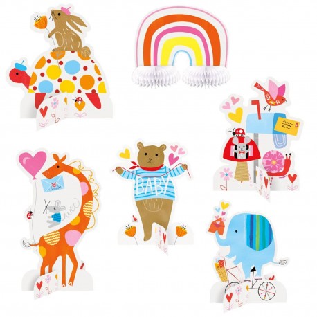 Set Centrotavola Baby Zoo per Primo Compleanno e Baby Shower