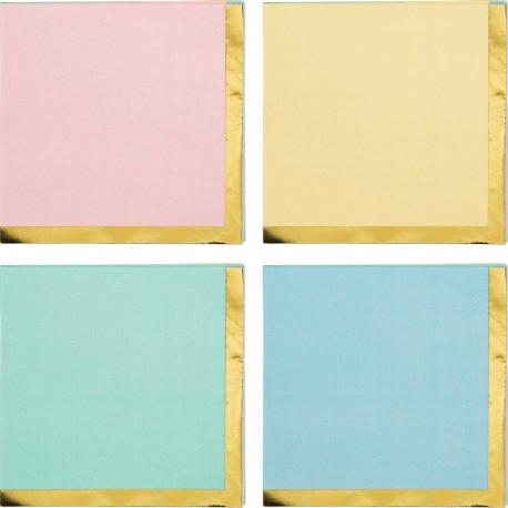 Assorted Pastel and Gold Foil Beverage Napkins