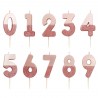 Rose Gold Glitter Numeral Cake Candle