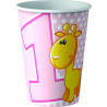 Little Animals Pink 1st birthday paper cups